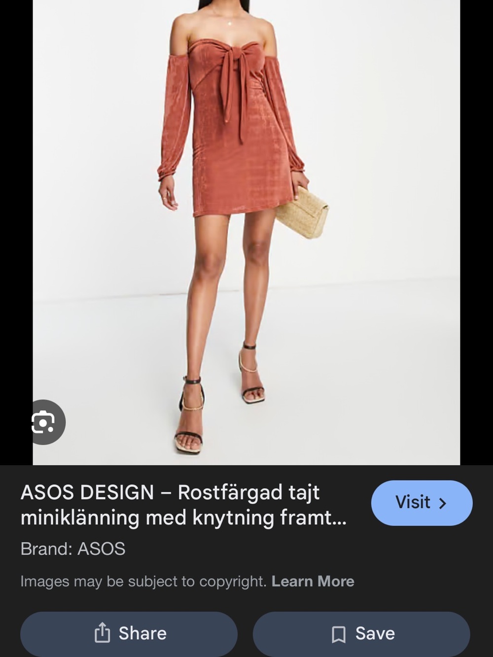 ASOS Rust Tie-Front Off-Shoulder Mini Dress